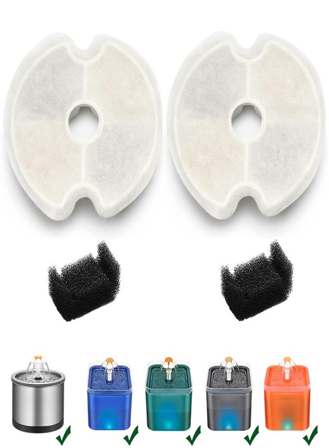 MIDOGAT Cat Water Fountain Filters, 2 Pack Replacement Filters & 2 Pack Replacement Pre-Filter Sponges Set for 67oz, 84oz Automatic Pet Fountain Dog Water Dispenser - Image 1