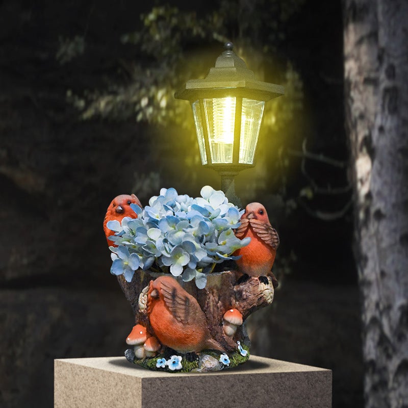 Hot Selling Creative Resin Bird Planter Solar Outdoor Light Statue for Garden Path Decor - Image 1