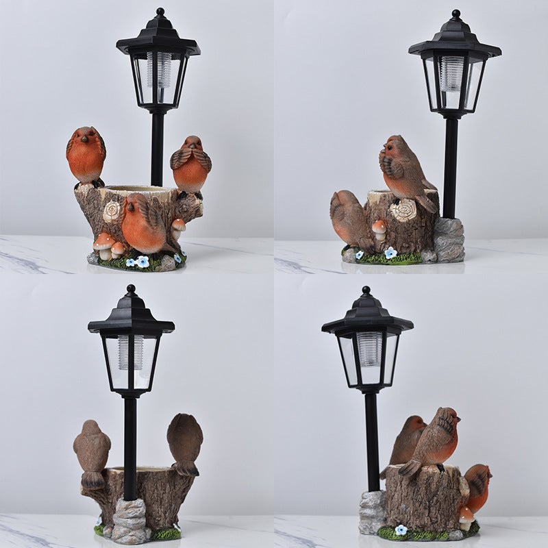 Hot Selling Creative Resin Bird Planter Solar Outdoor Light Statue for Garden Path Decor - Image 3