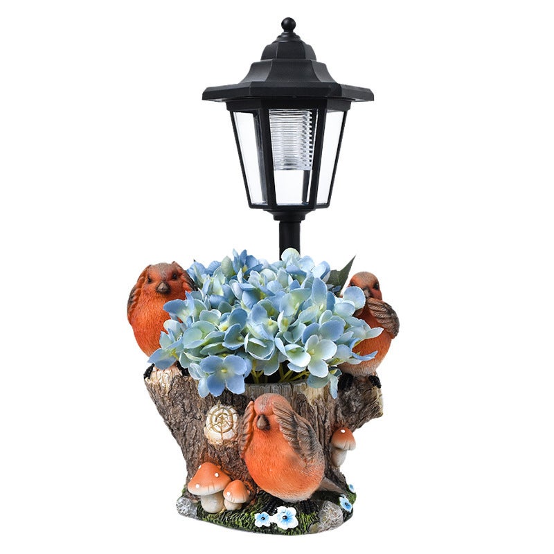 Hot Selling Creative Resin Bird Planter Solar Outdoor Light Statue for Garden Path Decor - Image 2
