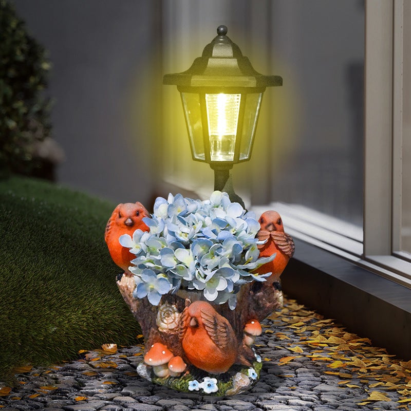 Hot Selling Creative Resin Bird Planter Solar Outdoor Light Statue for Garden Path Decor - Image 5