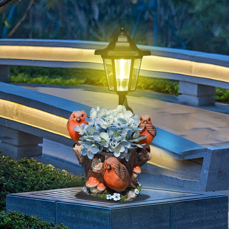 Hot Selling Creative Resin Bird Planter Solar Outdoor Light Statue for Garden Path Decor - Image 4