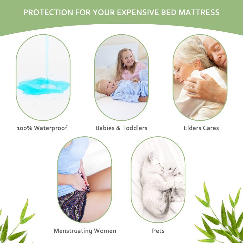 Moonsea Waterproof Mattress Protector Twin Size, Skin Friendly and Breathable Twin Mattress Cover for Kids, Viscose Made from Bamboo Jersey Mattress Pad with 14" Deep Pocket - Image 4