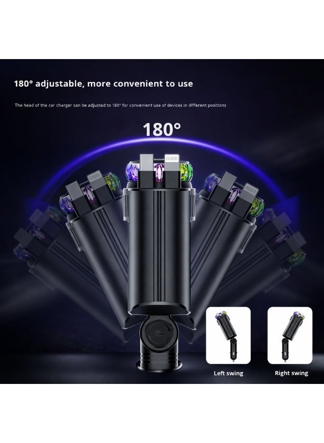 شاحن سيارة ستارلايت 5 في 1 مع معطر هواء، شحن سريع Type-C PD بقدرة 30 واط، مخارج USB-C وUSB-A، إضاءة محيطية داخل السيارة - Image 2