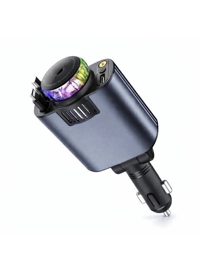 شاحن سيارة ستارلايت 5 في 1 مع معطر هواء، شحن سريع Type-C PD بقدرة 30 واط، مخارج USB-C وUSB-A، إضاءة محيطية داخل السيارة - Image 1