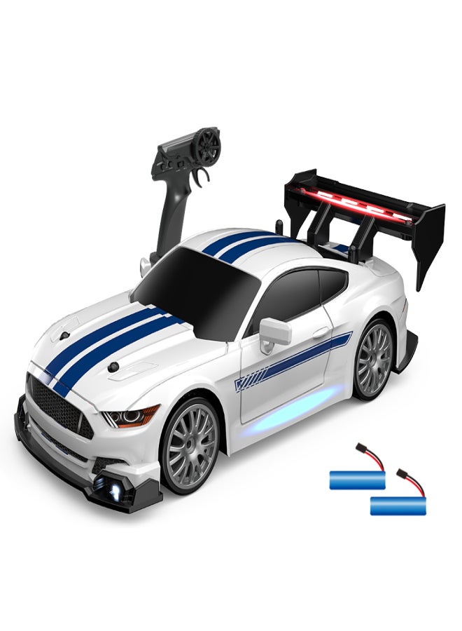 2.4GHz Remote Control Drift Car 1:24 30KM/H High Speed Drift Remote-controlled 4WD Vehicle with With Front Lights, Bottom Lights, Tail Wing Lights/ Replaceable Wheels 2 Battery - Image 1