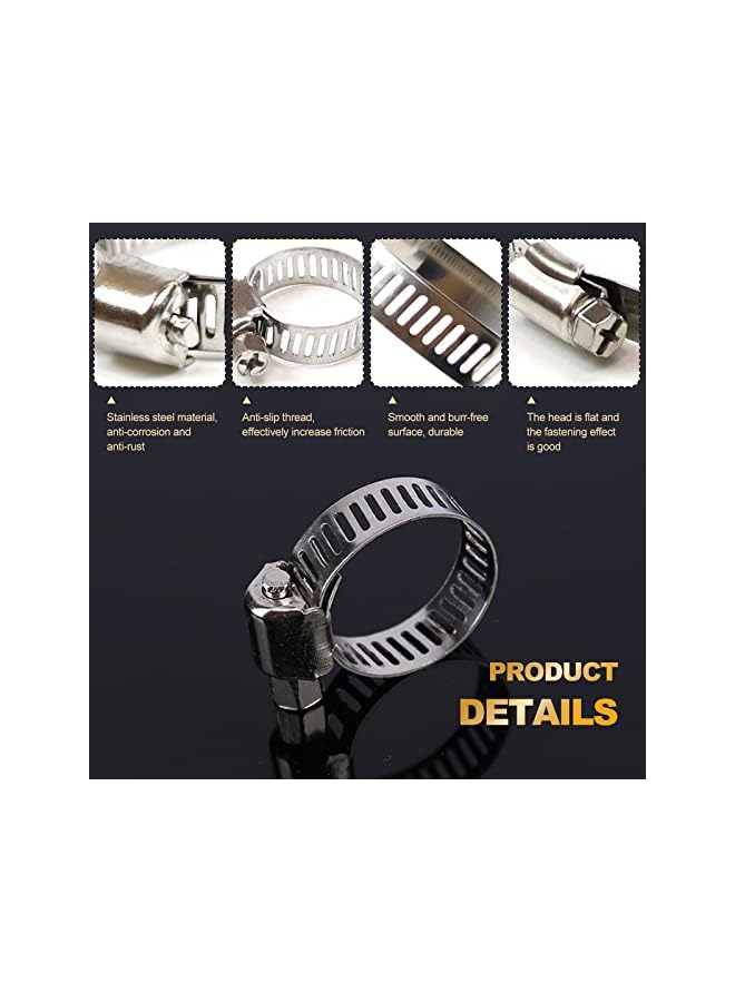 promass Adjustable Stainless Steel Hose Clips 6-51mm Range 25pcs Assorted Hose Pipe Clips Tube Clamp Kit for Securing Hose Connections - Image 2