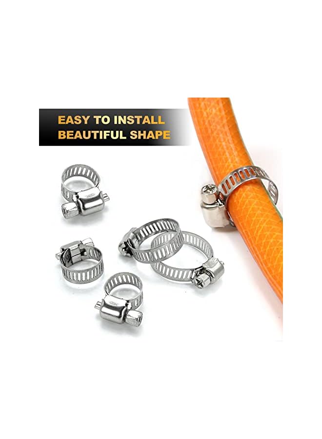 promass Adjustable Stainless Steel Hose Clips 6-51mm Range 25pcs Assorted Hose Pipe Clips Tube Clamp Kit for Securing Hose Connections - Image 4