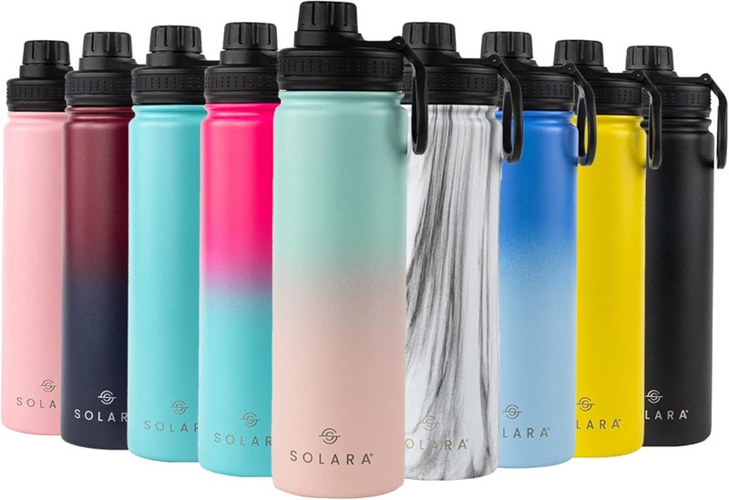 SOLARA Insulated Water Bottle 650ml, Hot Water Bottle, Thermosteel Water Bottle for Travel, Home, Office, School, Gym, Adults, Water Bottle Hot and Cold, Sipper Bottle, Pink Teal - Image 1