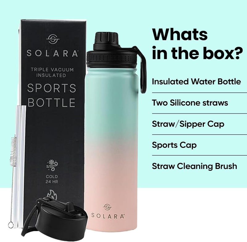 SOLARA Insulated Water Bottle 650ml, Hot Water Bottle, Thermosteel Water Bottle for Travel, Home, Office, School, Gym, Adults, Water Bottle Hot and Cold, Sipper Bottle, Pink Teal - Image 5
