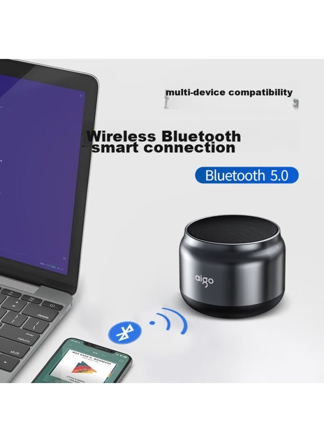 Patriots Aigo T98 Bluetooth Speaker, Wireless Desktop Speaker For Phone And Computer, Mini Portable Subwoofer, Supports Voice Calls, Tws Connectivity, Matte Silver - Image 3
