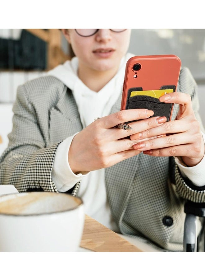 حامل بطاقة هاتف من قطعتين، محفظة هاتف جلدية لاصقة، حامل بطاقات لظهر الهاتف، حامل بطاقات ائتمان مع معظم الهواتف المحمولة - Image 4