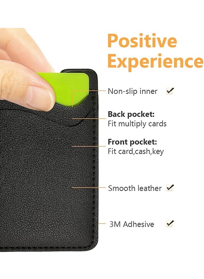 حامل بطاقة هاتف من قطعتين، محفظة هاتف جلدية لاصقة، حامل بطاقات لظهر الهاتف، حامل بطاقات ائتمان مع معظم الهواتف المحمولة - Image 2
