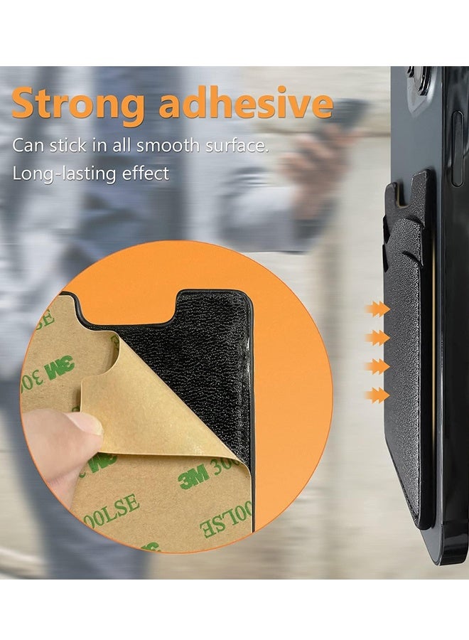 حامل بطاقة هاتف من قطعتين، محفظة هاتف جلدية لاصقة، حامل بطاقات لظهر الهاتف، حامل بطاقات ائتمان مع معظم الهواتف المحمولة - Image 3