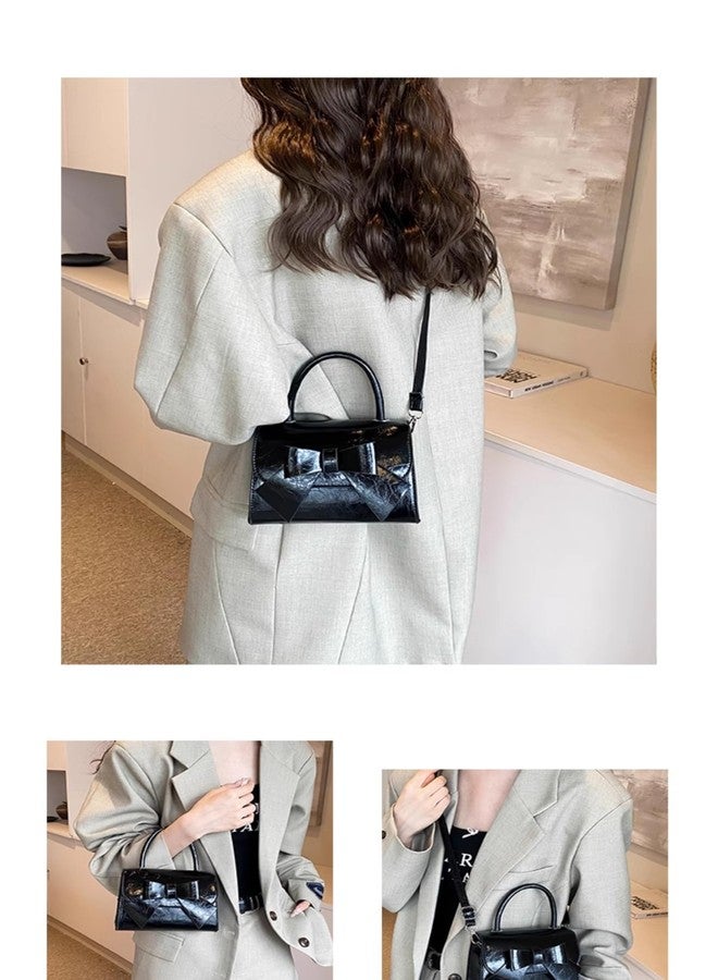 MIFORINES Mini Top Handle PU Flap Bag for Women - Elegant Bow Decor, Lightweight & Stylish Handbag (Black) - Image 2