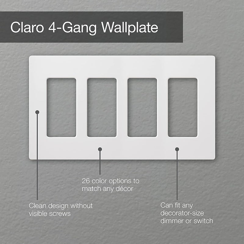 Lutron Claro 4 Gang Decorator/Rocker Wallplate in Gloss Almond - 1 Pack - Image 2