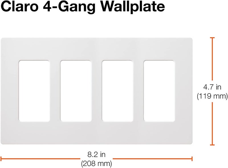 Lutron Claro 4 Gang Decorator/Rocker Wallplate in Gloss Almond - 1 Pack - Image 3