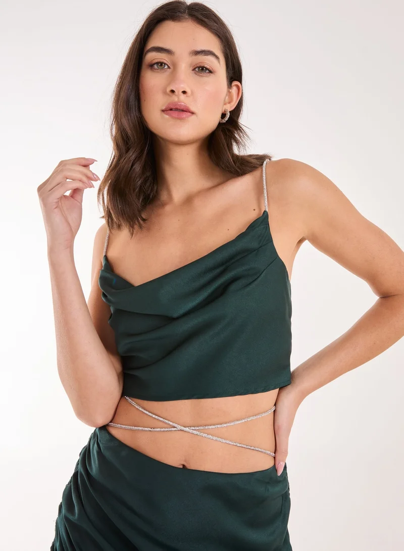 Pink Vanilla Diamante Strap Cowl Neck top