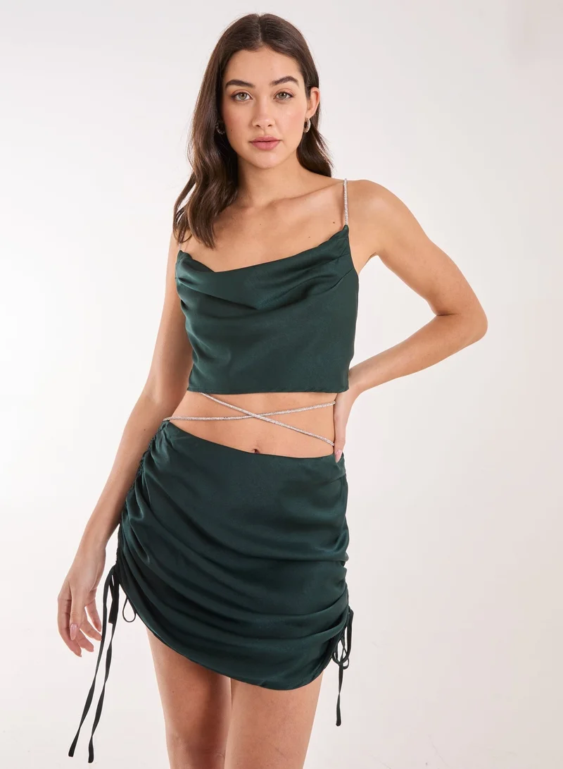 Pink Vanilla Diamante Strap Cowl Neck top