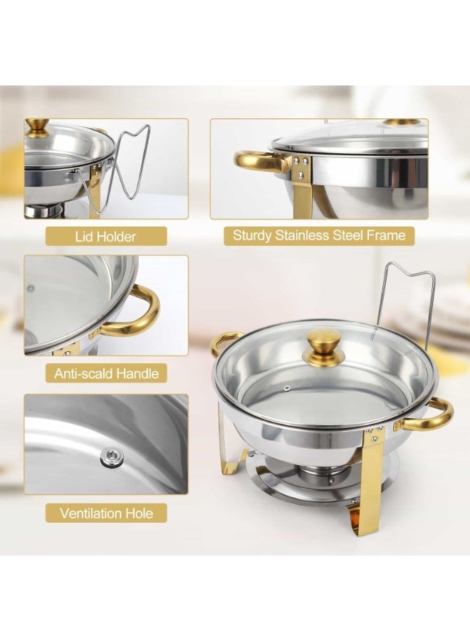 أنمي طقم أدوات بوفيه قطعتين سعة ٤.٥ لتر، مجموعة تدفئة طعام ستانلس ستيل كاملة | يشمل: غطاء، صينية ماء، رف وقود | مثالي للحفلات والمناسبات والخدمات الغذائية - Image 4