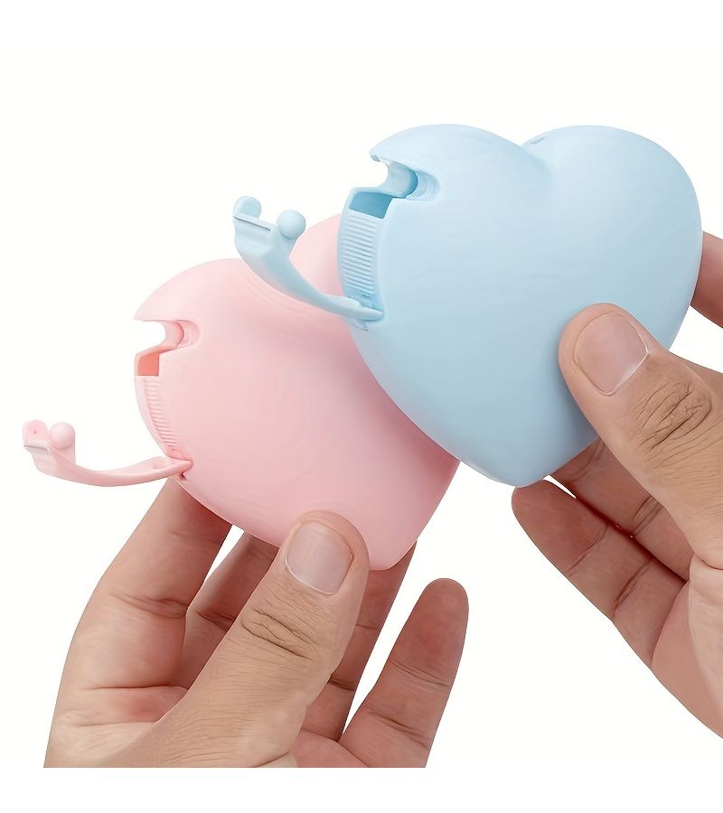 Pink Heart Shape Tape Dispenser Portable Invisible Cutter Durable PP With Mini Refills - Image 5