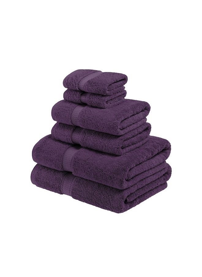 Superior Egyptian Cotton 800 GSM Towel Set, Includes 2 Bath Towels, 2 Hand Towels, 2 Face Towels, Luxury Plush Bathroom Essentials, Ultra Thick, Spa, Shower, Guest Bath, Apartment, Home, Plum  - Image 1
