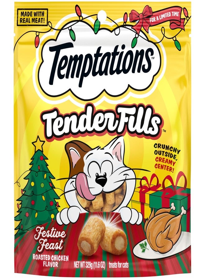 Temptations Tender Fills Crunchy and Soft Adult Cat Treats, Festive Feast Roasted Chicken Flavor, 11.6 oz. Pouch - Image 1