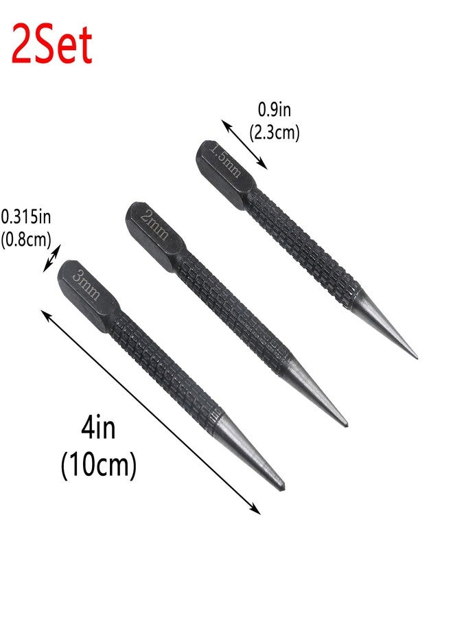 Geesatis 2 Set 1.5mm/2mm/3mm Nail Setter Punch Set Steel Center Punch Set Kit - Image 2