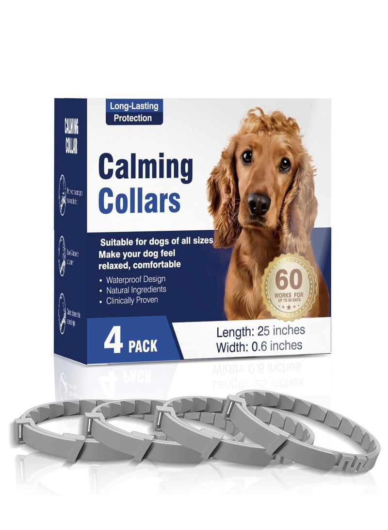 Furtey Calming Collar for Dogs 4 Packs Dog Pheromone Collars Pheromones Calm Lasts 60 Days Relief Anxiety Stress Separation Relieve Bad Behavior 25 Inches Size Adjustable Fit All Small Medium and Large Dog - Image 1