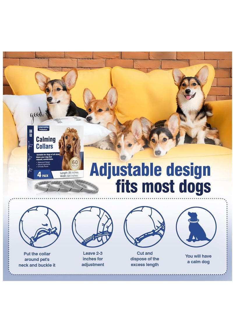 Furtey Calming Collar for Dogs 4 Packs Dog Pheromone Collars Pheromones Calm Lasts 60 Days Relief Anxiety Stress Separation Relieve Bad Behavior 25 Inches Size Adjustable Fit All Small Medium and Large Dog - Image 5