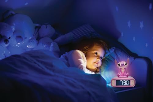 LEXiBOOK, Disney Stitch, Angel Night Light Alarm Clock, Sounds and Melodies, Backlit LCD Screen, Luminous, Snooze, Pink, RL800D1 - Image 4