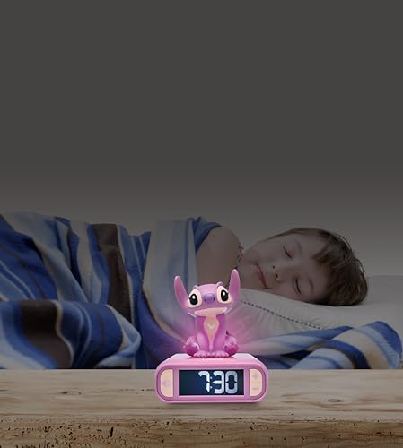 LEXiBOOK, Disney Stitch, Angel Night Light Alarm Clock, Sounds and Melodies, Backlit LCD Screen, Luminous, Snooze, Pink, RL800D1 - Image 3