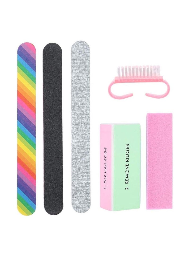 MARGOUN 6Pcs Nail File Set Professional Manicure Pedicure Nail Art Tool Set Buffers Emery Boards, Different Grit for Home and Beauty Salon Use - Image 1