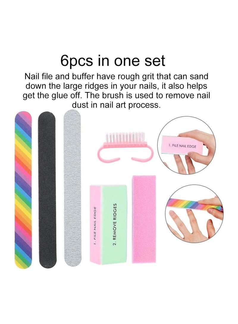 MARGOUN 6Pcs Nail File Set Professional Manicure Pedicure Nail Art Tool Set Buffers Emery Boards, Different Grit for Home and Beauty Salon Use - Image 2