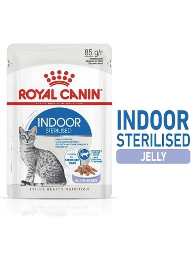 Royal Canin FHN Indoor Jelly Wet Food Pouches Box of 12x85g Feline Breed Nutrition Cat Food - Image 2