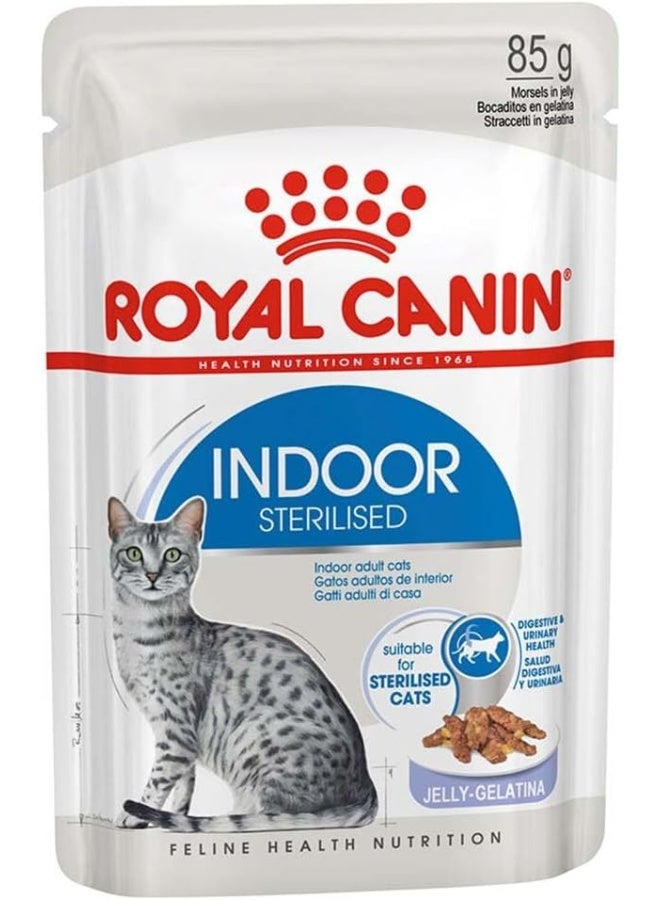 Royal Canin FHN Indoor Jelly Wet Food Pouches Box of 12x85g Feline Breed Nutrition Cat Food - Image 1