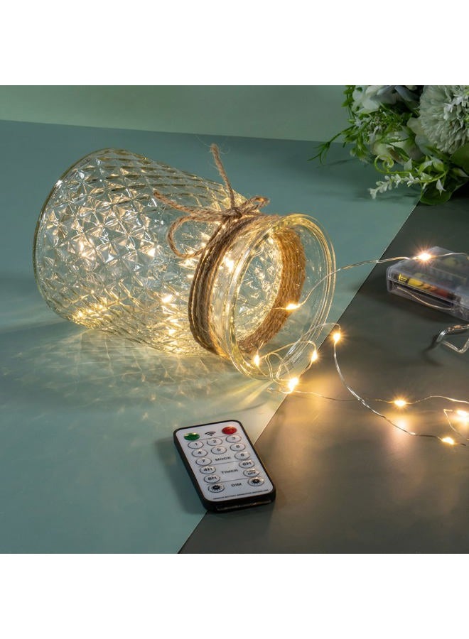 KELINGO Artificial LED Green Rose Flowers with Glass Vase, Remote Control Led Light, Flower Arrangement for Table Centerpiece, Home Office Wedding Decoration - Image 5