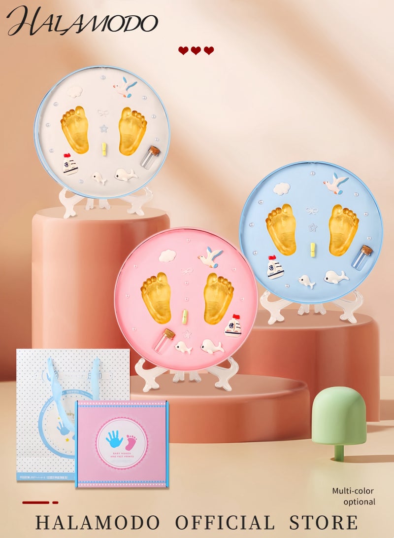 هالامودو طقم بصمة قدم للمواليد مع تجفيف سهل دون خبز للأطفال مجموعة تذكارية لسلامة وصحة يد وقدمي الطفل هدية تذكارية مثالية للمواليد - Image 2