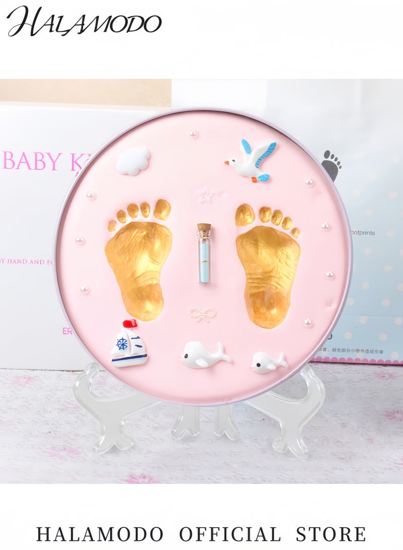 هالامودو طقم بصمة قدم للمواليد مع تجفيف سهل دون خبز للأطفال مجموعة تذكارية لسلامة وصحة يد وقدمي الطفل هدية تذكارية مثالية للمواليد - Image 4