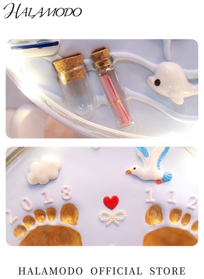 هالامودو طقم بصمة قدم للمواليد مع تجفيف سهل دون خبز للأطفال مجموعة تذكارية لسلامة وصحة يد وقدمي الطفل هدية تذكارية مثالية للمواليد - Image 5