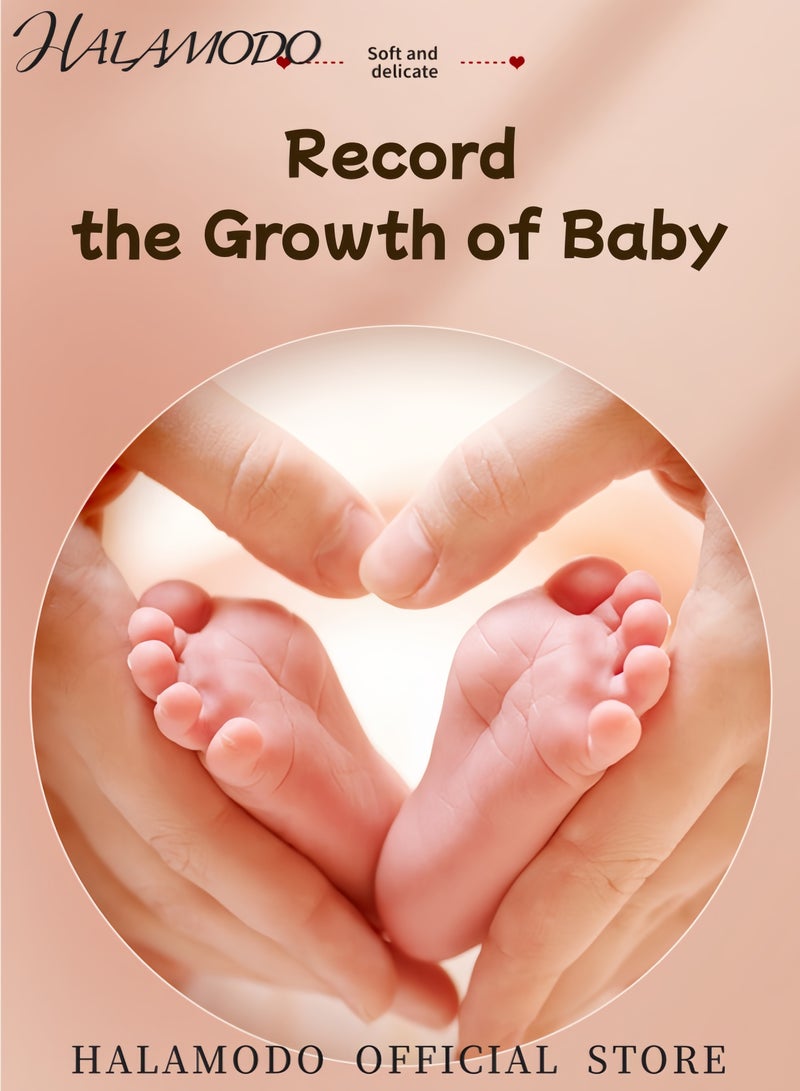 هالامودو طقم بصمة قدم للمواليد مع تجفيف سهل دون خبز للأطفال مجموعة تذكارية لسلامة وصحة يد وقدمي الطفل هدية تذكارية مثالية للمواليد - Image 3