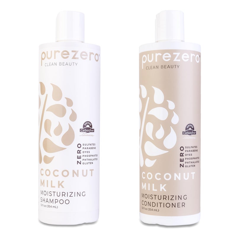 Purezero Coconut Milk Shampoo & Conditioner Set - 100% Vegan & Cruelty Free - Intense Hydration & Increase Shine - Zero Sulfates, Parabens, Dyes - Fight Dandruff & Frizz - Image 1