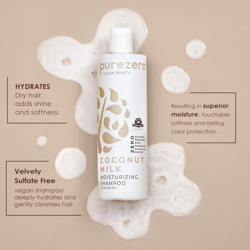 Purezero Coconut Milk Shampoo & Conditioner Set - 100% Vegan & Cruelty Free - Intense Hydration & Increase Shine - Zero Sulfates, Parabens, Dyes - Fight Dandruff & Frizz - Image 2