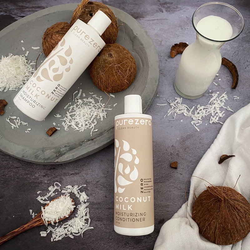 Purezero Coconut Milk Shampoo & Conditioner Set - 100% Vegan & Cruelty Free - Intense Hydration & Increase Shine - Zero Sulfates, Parabens, Dyes - Fight Dandruff & Frizz - Image 4
