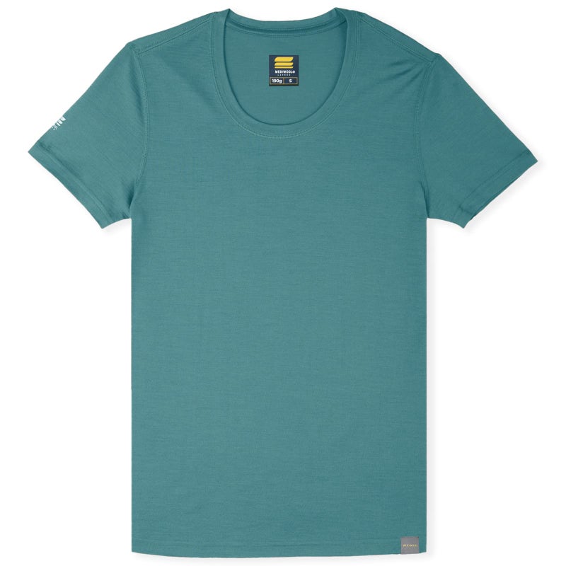 MERIWOOL Womenâ€™s Merino Wool Short Sleeve T Shirt Lightweight Base Layer Tee Teal - Image 3