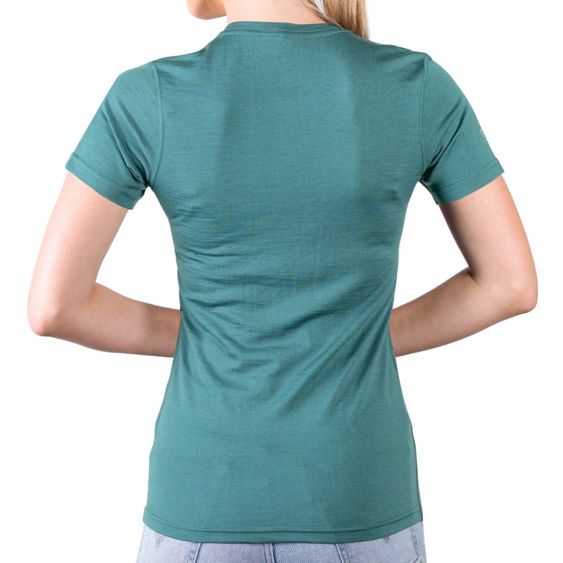 MERIWOOL Womenâ€™s Merino Wool Short Sleeve T Shirt Lightweight Base Layer Tee Teal - Image 2