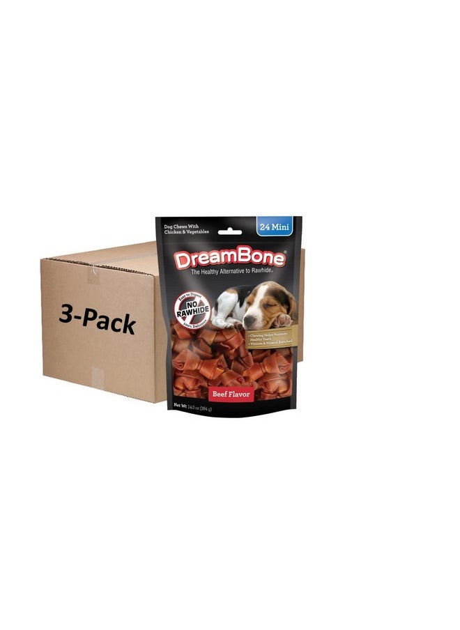 DreamBone Dreambone Mini Chews with Real Beef, Rawhide-Free Chews for Dogs, Mini, 72 Count (3 Packs of 24 Count) 