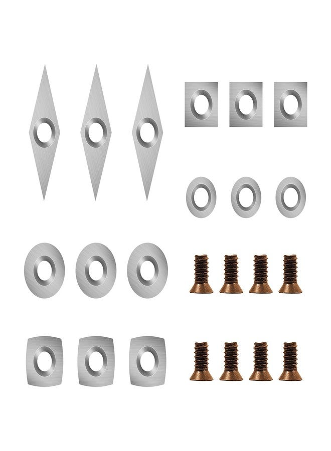 DEEFIINE 15Pcs Tungsten Carbide Cutters Inserts Set for Wood Lathe Turning Tools (11mm Square, 11mm Square with Radius R50,12mm and 8.9mm Round,30x10mm Diamond with Sharp Point With 8pcs Screws) - Image 1
