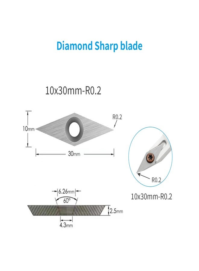 DEEFIINE 15Pcs Tungsten Carbide Cutters Inserts Set for Wood Lathe Turning Tools (11mm Square, 11mm Square with Radius R50,12mm and 8.9mm Round,30x10mm Diamond with Sharp Point With 8pcs Screws) - Image 2