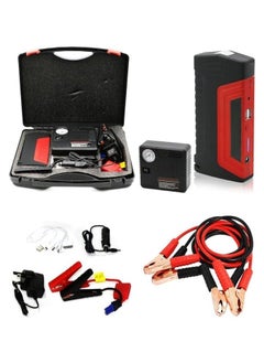 REBENUO Car Jump Starter Battery Pack With Powerful Booster Cabel And Air Compressor Extra Battery Jumper Cabel Jumper Starter With Tire Air Compressor Portable With 2 USB/DC 12V/LED Light Car Jumpstarter  - Image 1